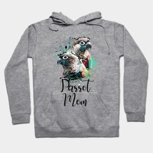 Crimson Bellied Conure Color Splatter Parrot Mom White Hoodie